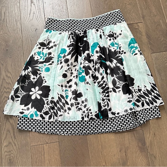 Sportmax Dresses & Skirts - Sportmax A-Line Skirt - Black, Teal, and White Floral Silk Blend Size 8